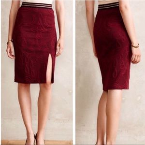 🌺FIRM🌺 Maeve | Burgundy Slit Jacquard Skirt